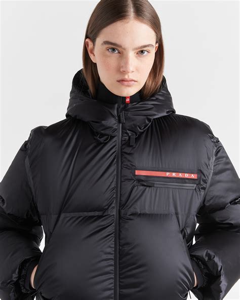 prada orange jacke|Orange Cropped Technical Nylon Down Jacket .